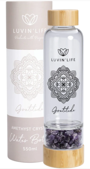 Luvin Life Crystal Water Bottle Rose Quartz 'love' 550ml